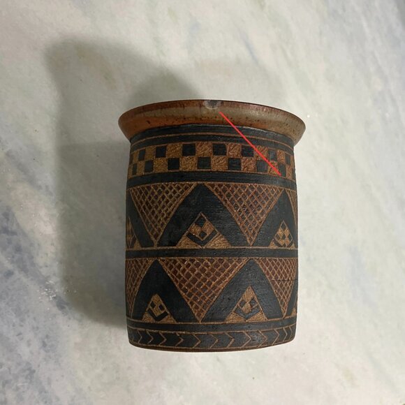 1992 Artisan Vase Deborah DD Tinsman Tribal Ceramic Sgraffito Pottery Art VTG - Picture 12 of 14